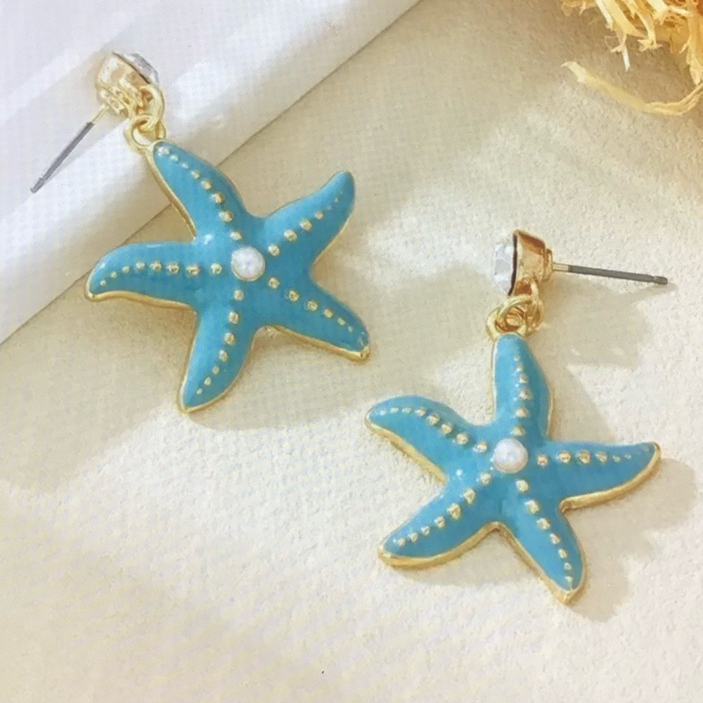 Blue Starfish Earrings